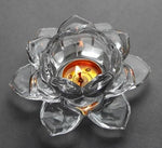 Load image into Gallery viewer, Glass Lotus Flower Tea Light Candle Holder Set
